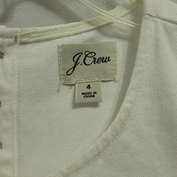 J. CREW White Denim Sleeveless Shift Dress Women's 4 Button Back Closure Pockets - Picture 9 of 12